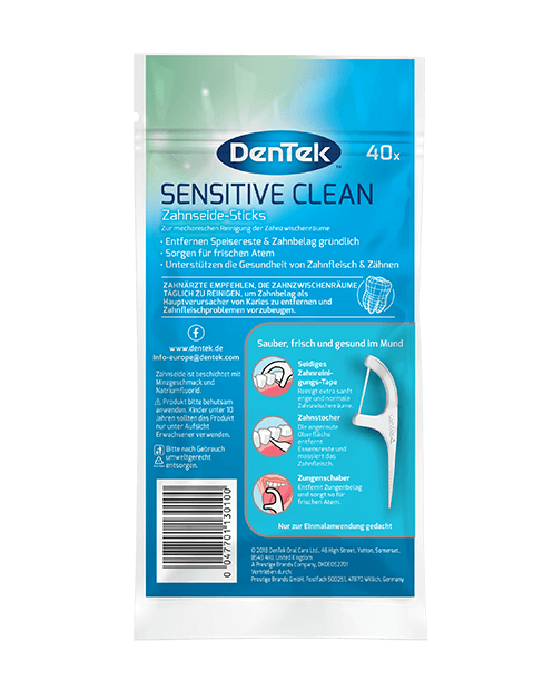 DenTek sensitive clean pack shot - back of pack