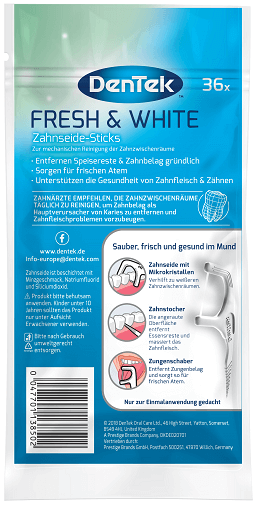 DenTek Fresh & White - back of packet