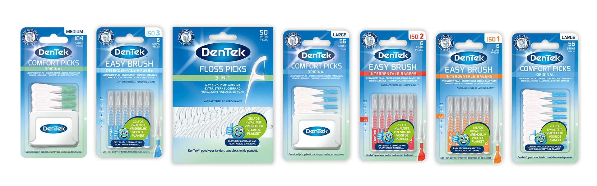 A range shot of DenTek products